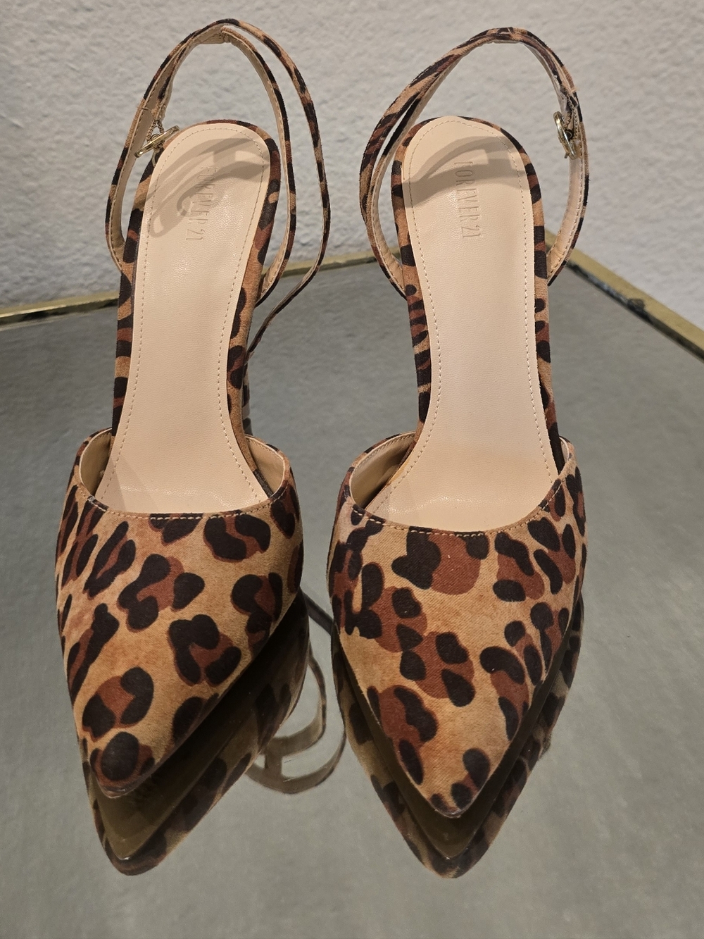 Leopard Print Slingback Pumps - Tan Leopard Women Shoes